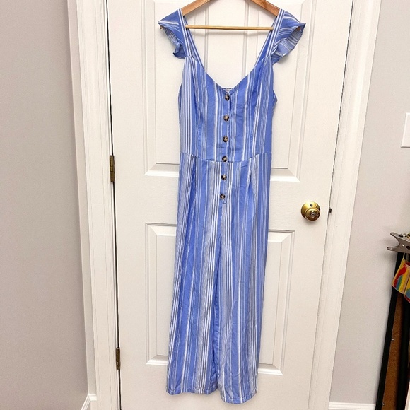 Candie's Pants - Candie’s Striped Button Front Jumpsuit